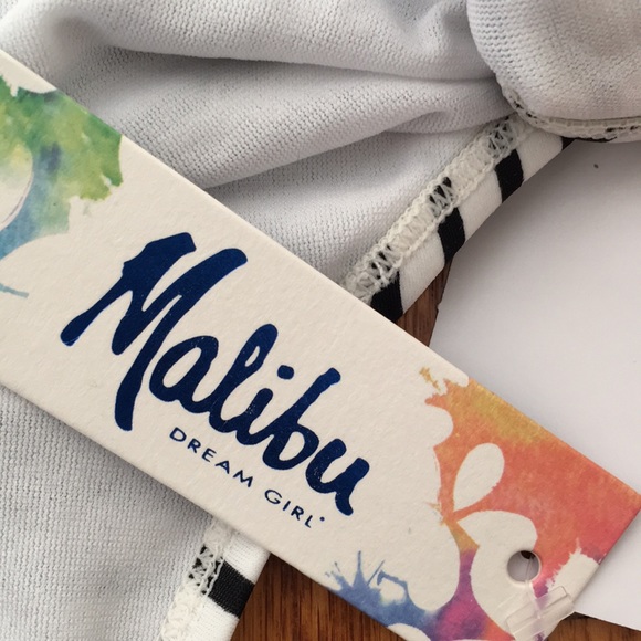 New Malibu Swim Bikini Bottom Size Small White Black Stripes Swimwear NWT - Picture 6 of 8